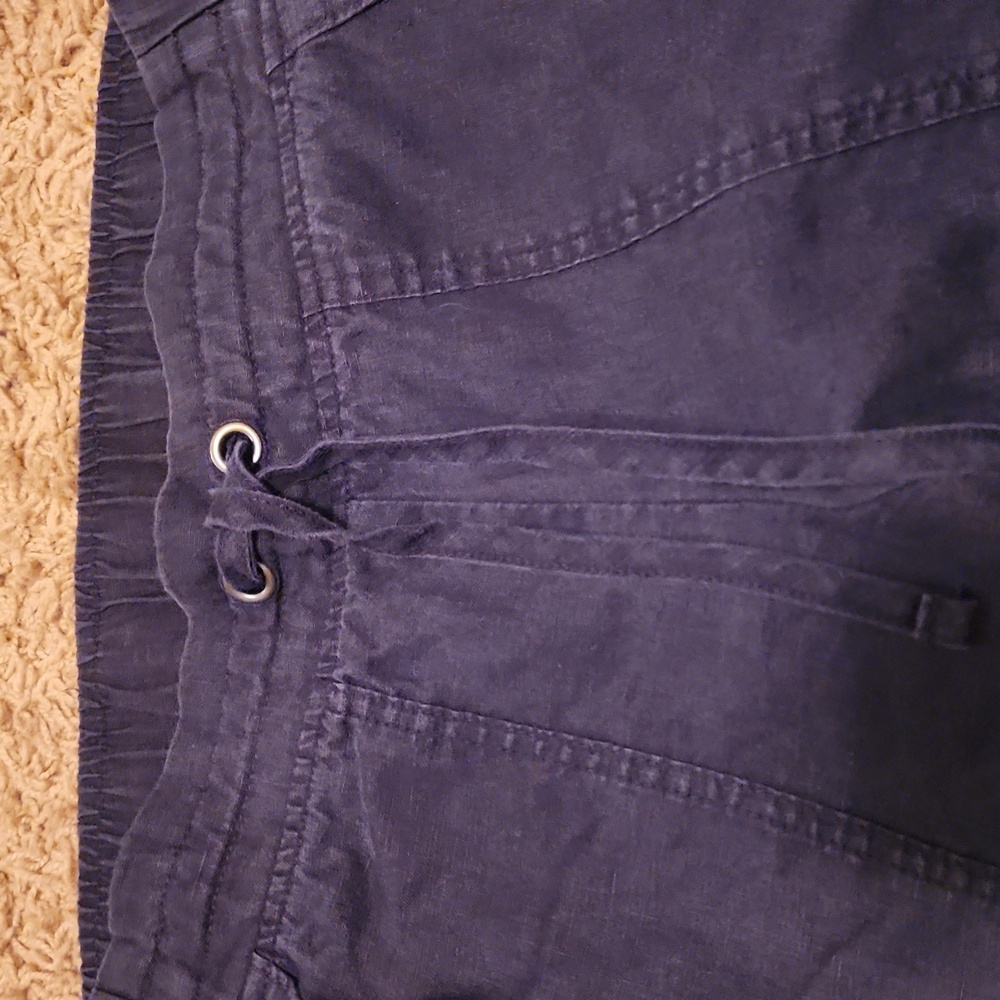 Athleta 100% Linen Dark Blue Pants Size 6 - Picture 3 of 9